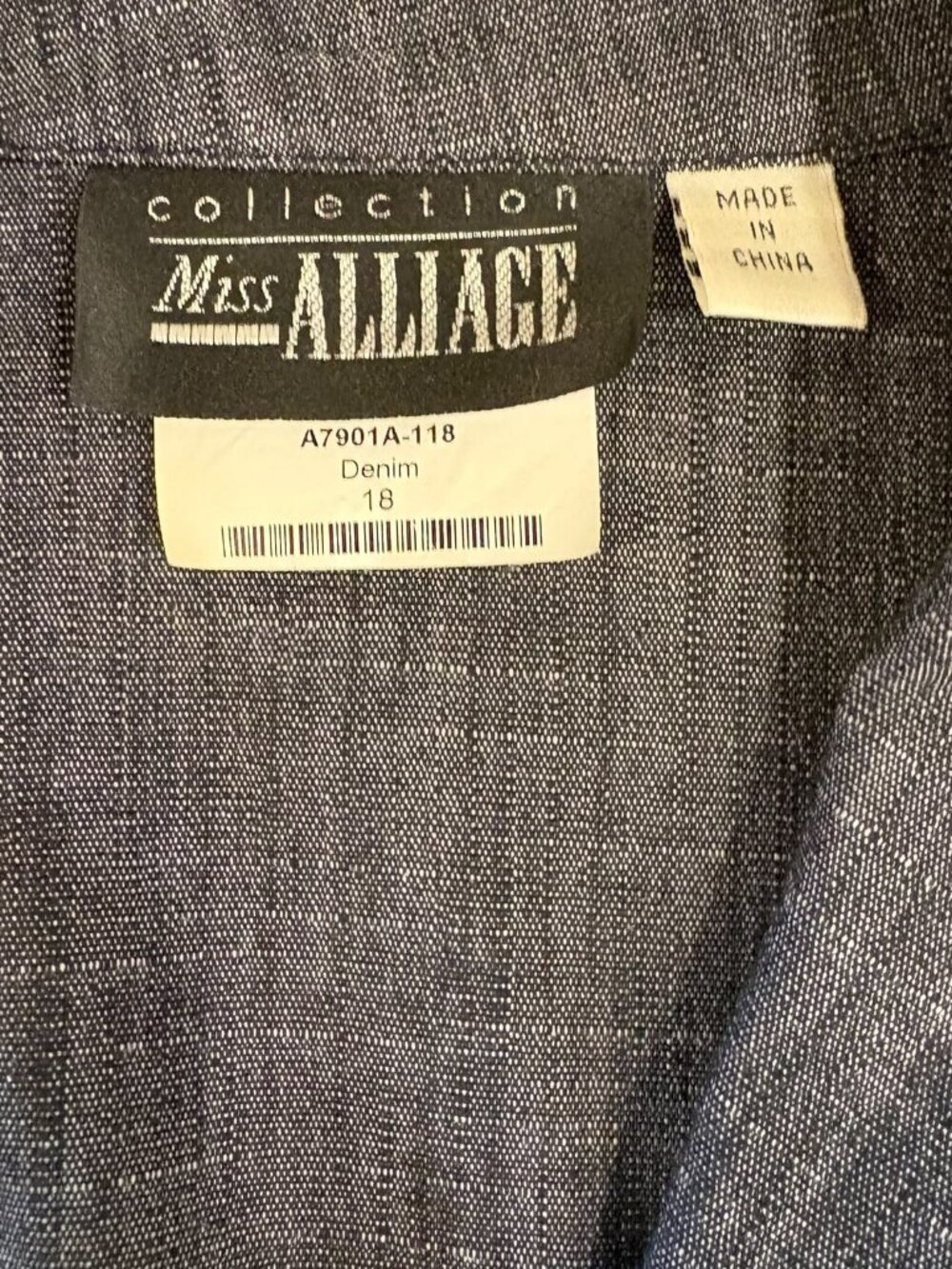 Collection Miss Alliage 2-Pc Denim Suit Set Blazer Wide Leg Pants size 18 - Picture 11 of 16